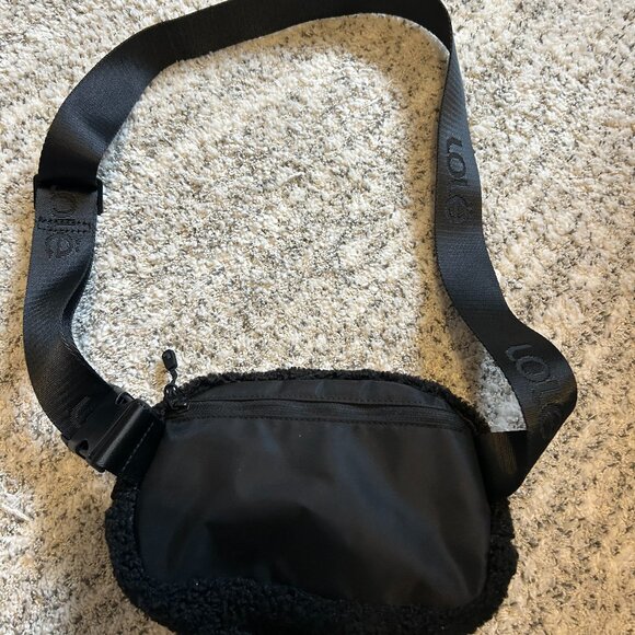 Fluffy Black Belt Bag! - Picture 3 of 5